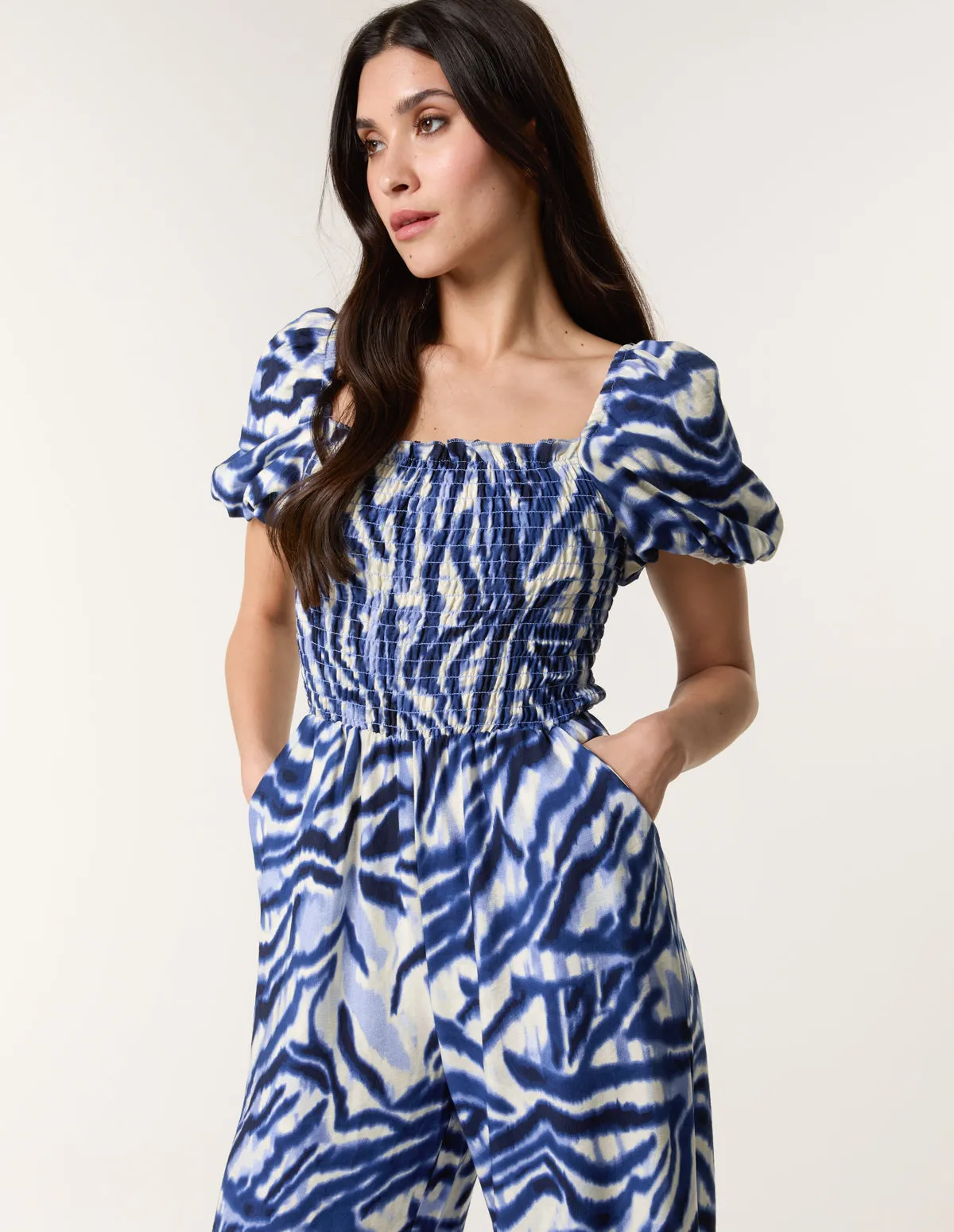 Printed Puff Sleeve Jumpsuit sold by Blue Vanilla product image thumbnail 3