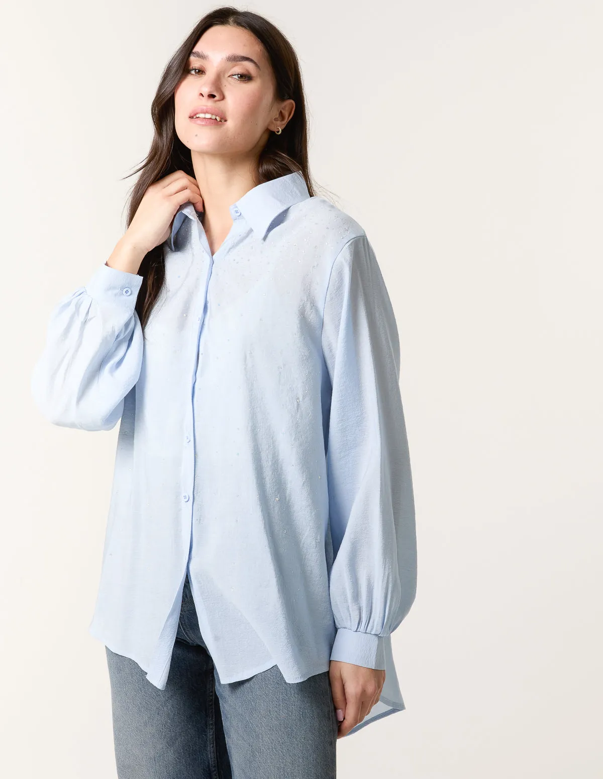 Diamante Detailed Classic Shirt sold by Blue Vanilla