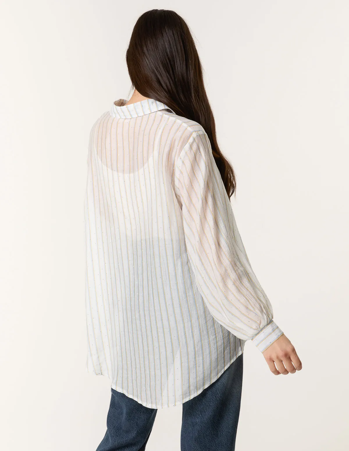 Diamante Detailed Shirt With Vertical Stripes sold by Blue Vanilla product image thumbnail 4