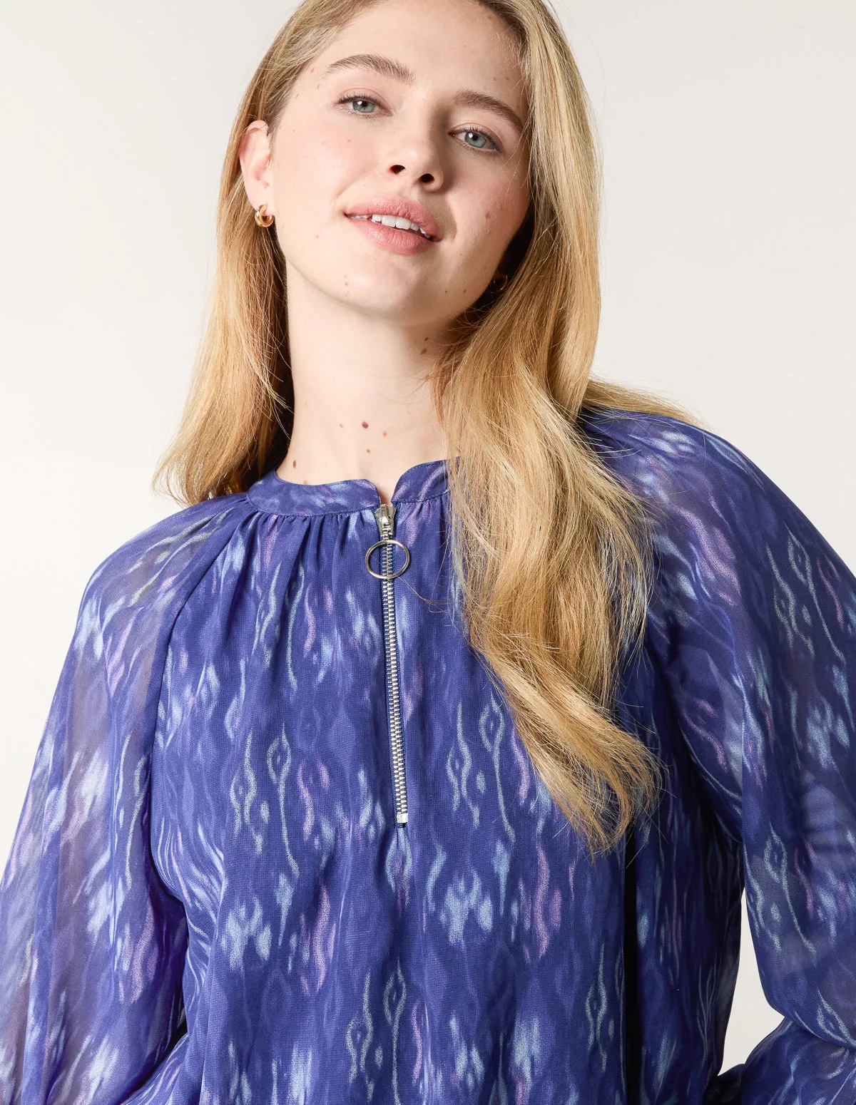 Half Zip Puffball Blouse sold by Blue Vanilla product image thumbnail 3