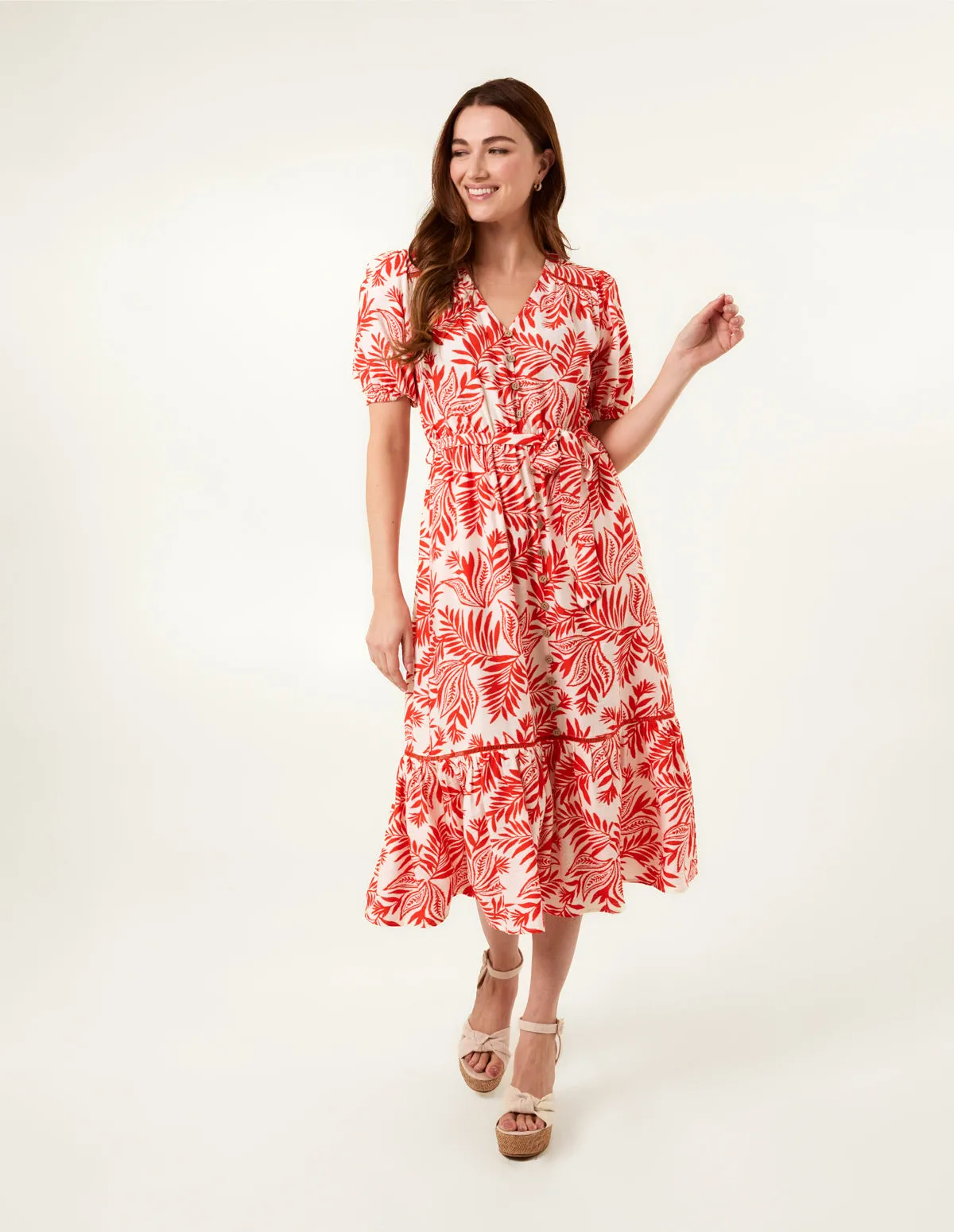 Coconut Button Front Betlted Midi Shirt Dress sold by Blue Vanilla