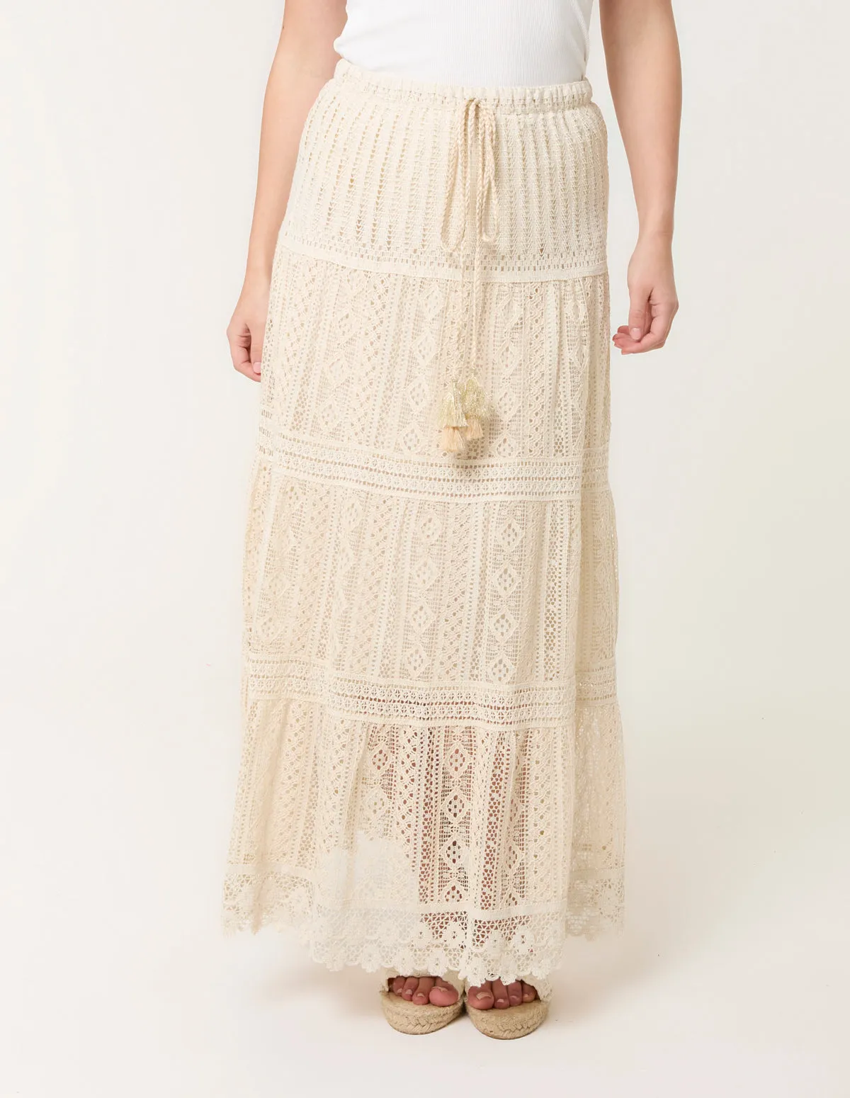 Crochet Tassel Tie Front Maxi Skirt sold by Blue Vanilla product image thumbnail 2