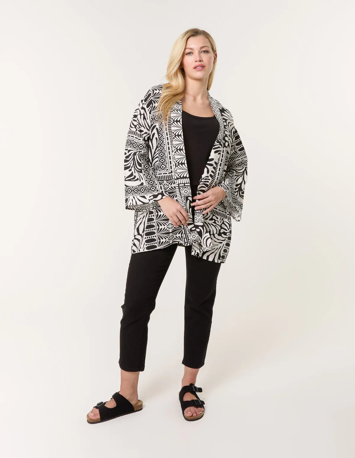 Kimono With Geometric Print sold by Blue Vanilla