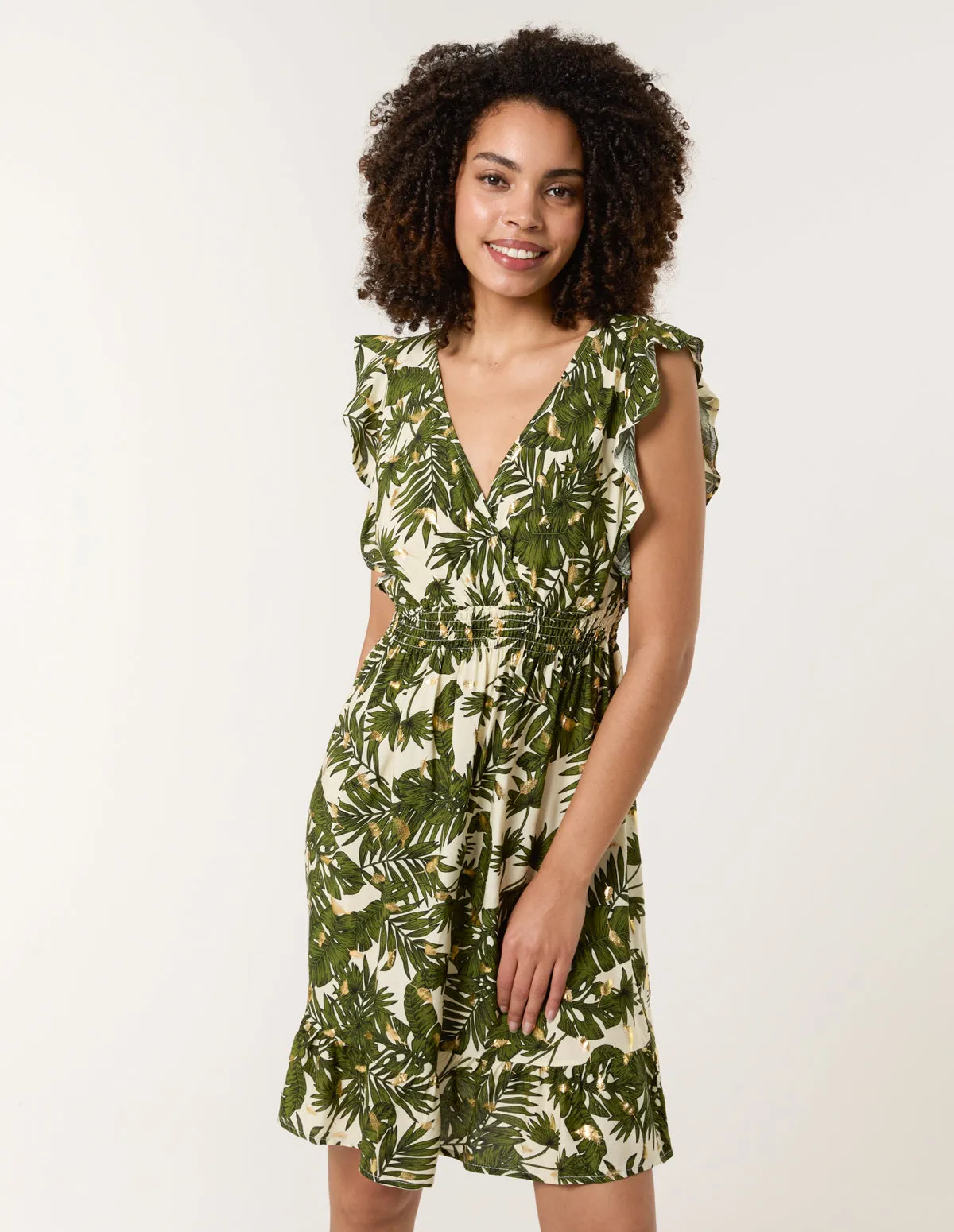 Tropical Dress With Palm Leaf Print sold by Blue Vanilla
