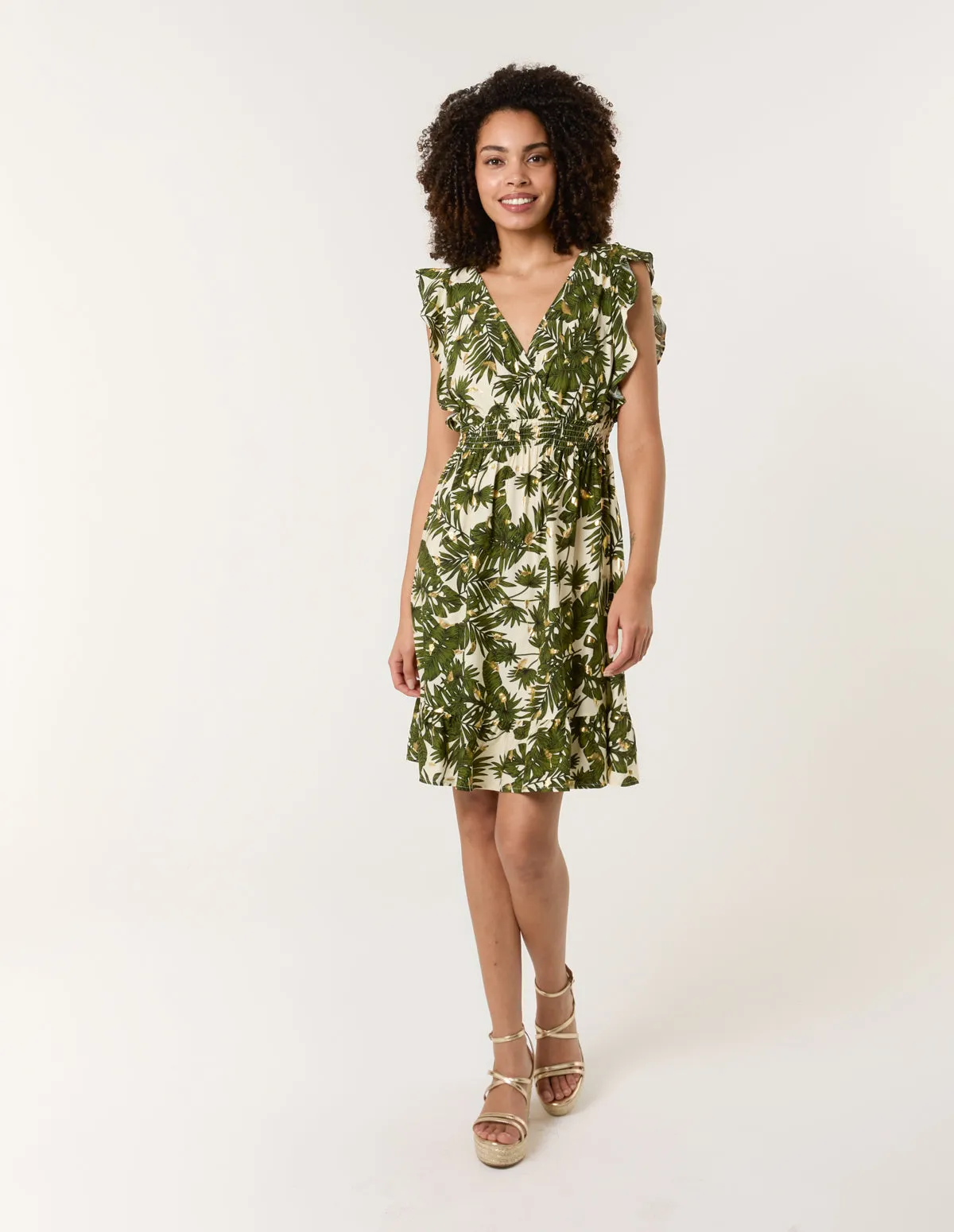 Tropical Dress With Palm Leaf Print sold by Blue Vanilla product image thumbnail 3