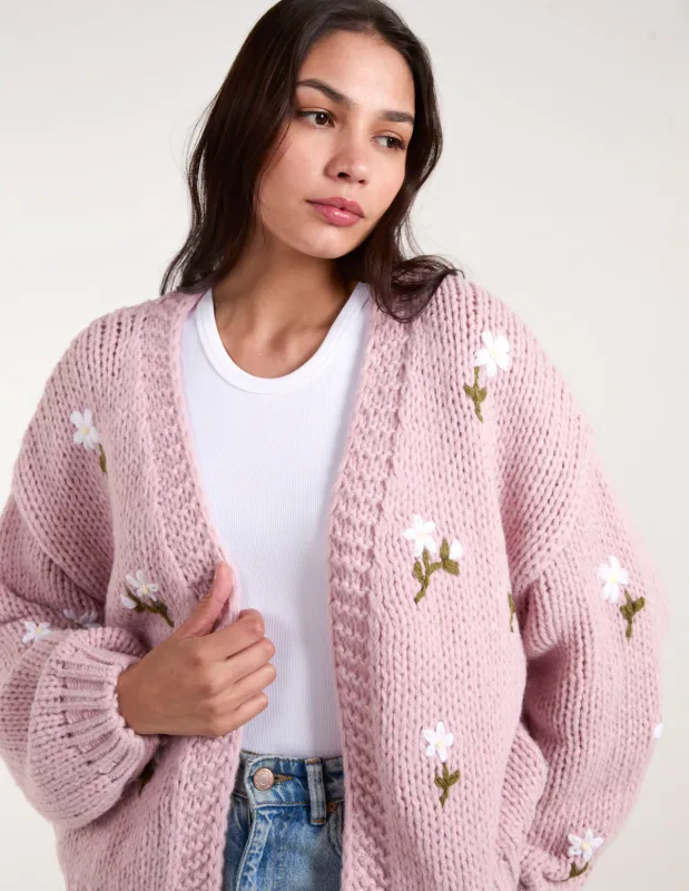 Flower Embroidery Detailed Cardigan sold by Blue Vanilla
