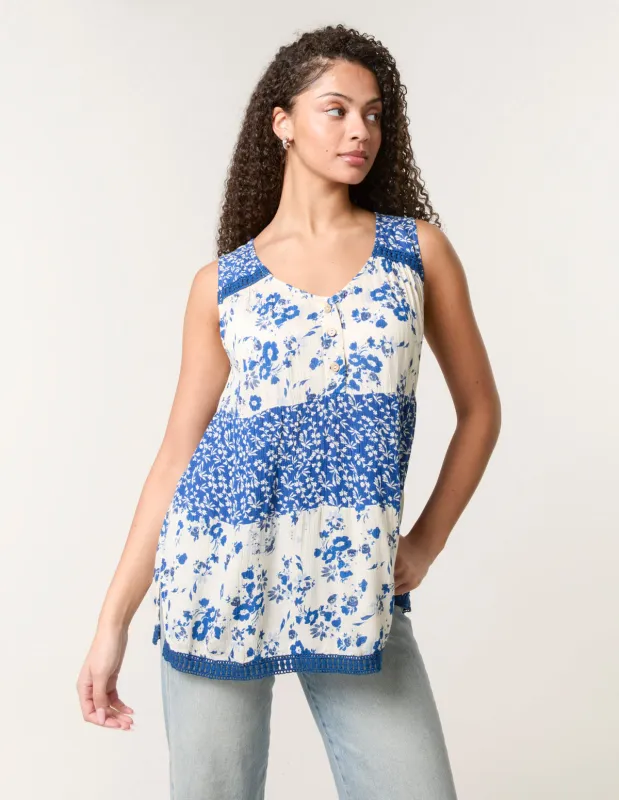 Crochet Mix Button Front Top sold by Blue Vanilla