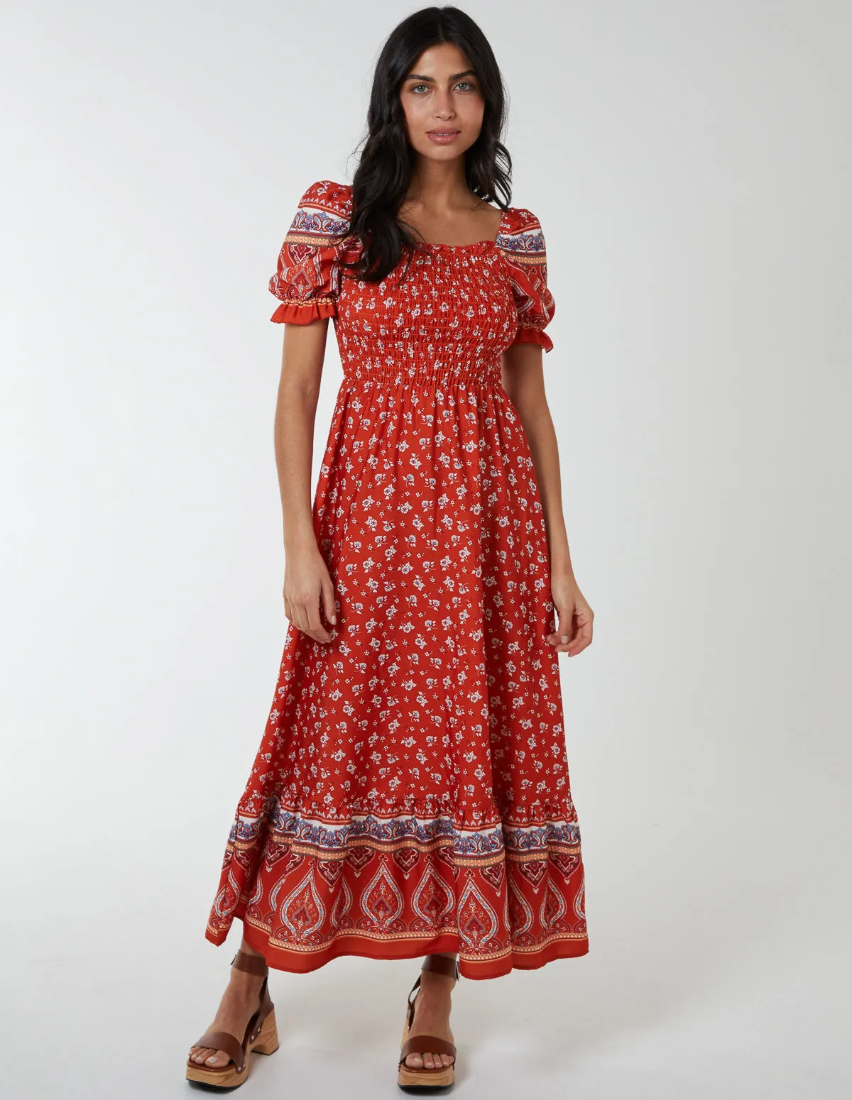 Shirred Floral Maxi Dress sold by Blue Vanilla product image thumbnail 3