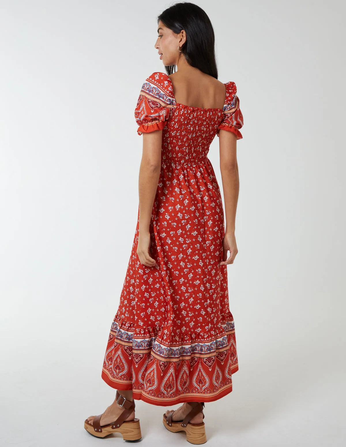 Shirred Floral Maxi Dress sold by Blue Vanilla product image thumbnail 5