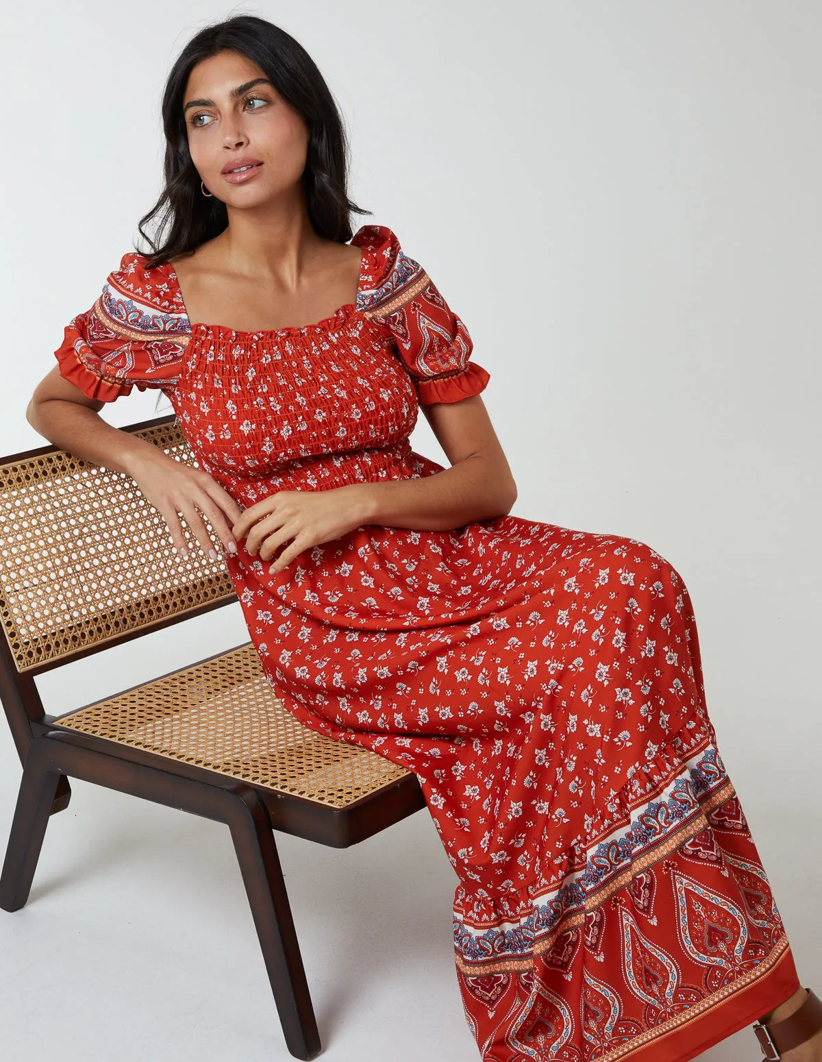 Shirred Floral Maxi Dress sold by Blue Vanilla product image thumbnail 4