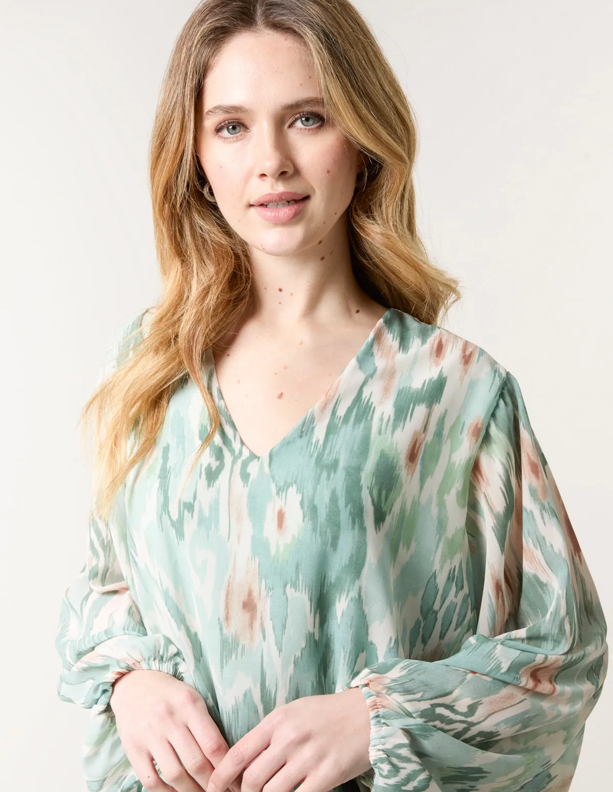 V Neck Watercolour Print Blouse sold by Blue Vanilla product image thumbnail 2
