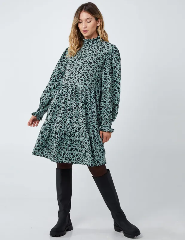 High Neck Floral Tiered Smock Dress sold by Blue Vanilla