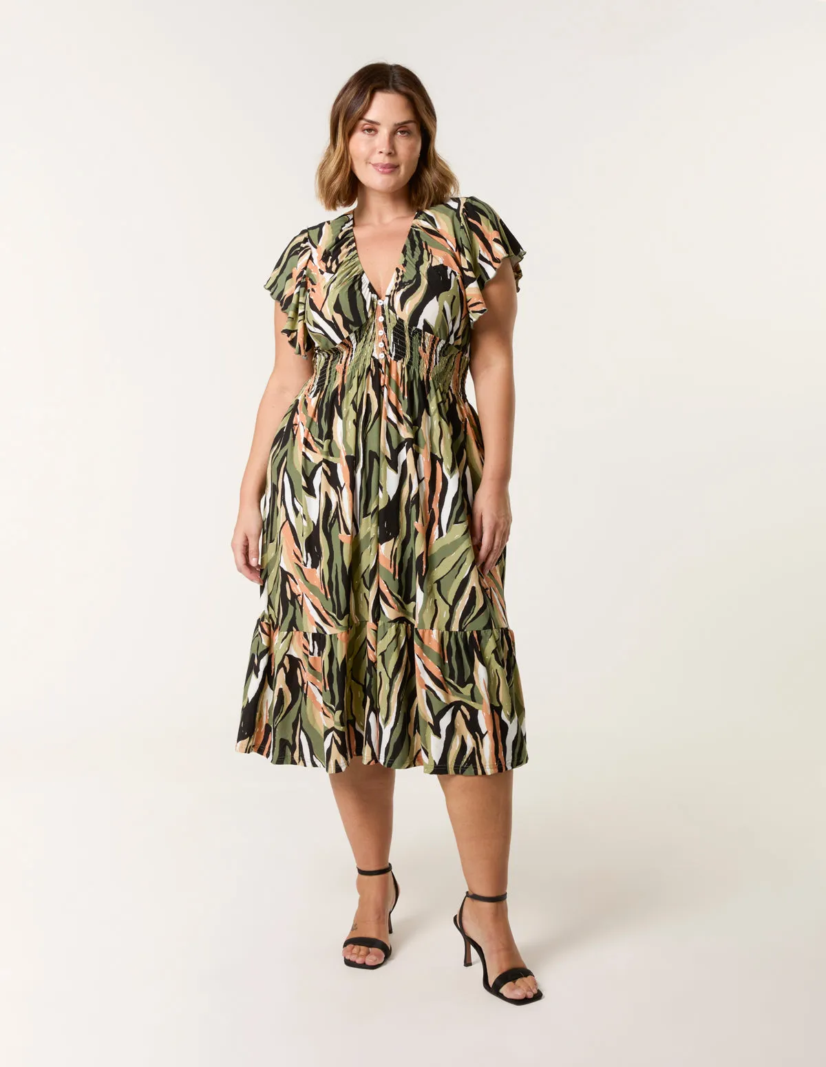 Curve Elasticated Neck Shirred Waist Midi sold by Blue Vanilla product image thumbnail 4