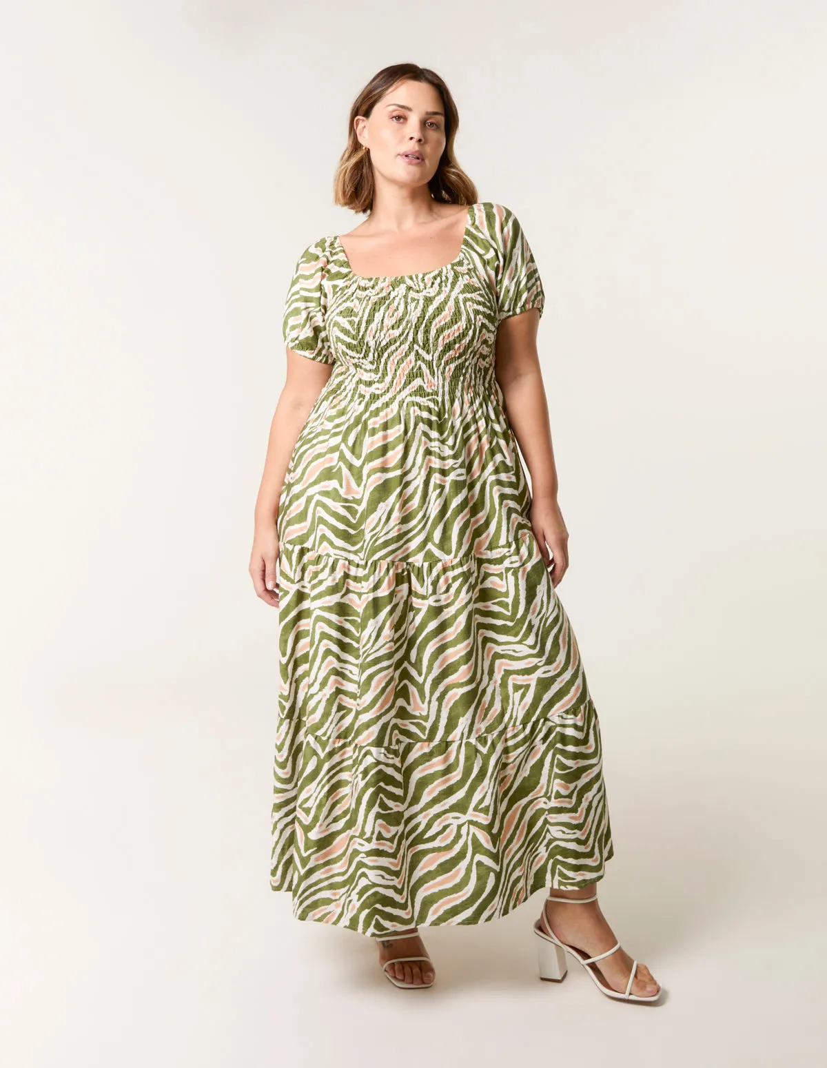 Curve Animal Printed Elasticated Sleeve Maxi Dress sold by Blue Vanilla product image thumbnail 2