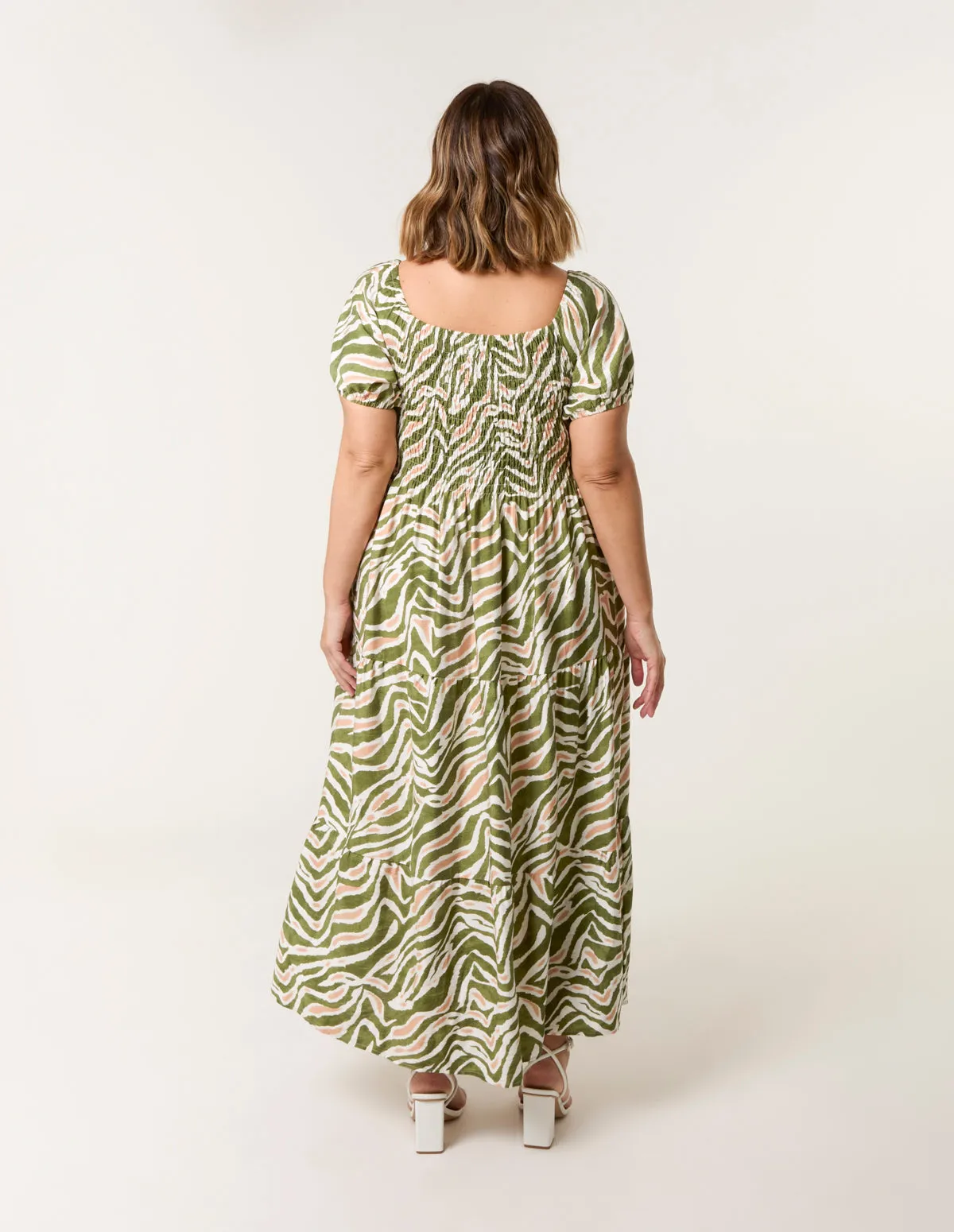 Curve Animal Printed Elasticated Sleeve Maxi Dress sold by Blue Vanilla product image thumbnail 5