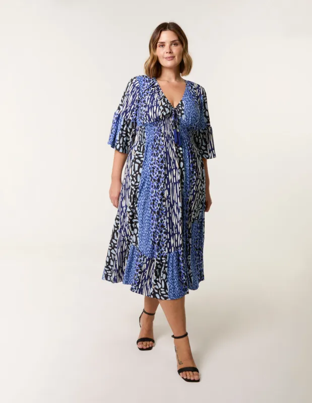 Curve Elasticated V-Neck Midi Dress made by Blue Vanilla