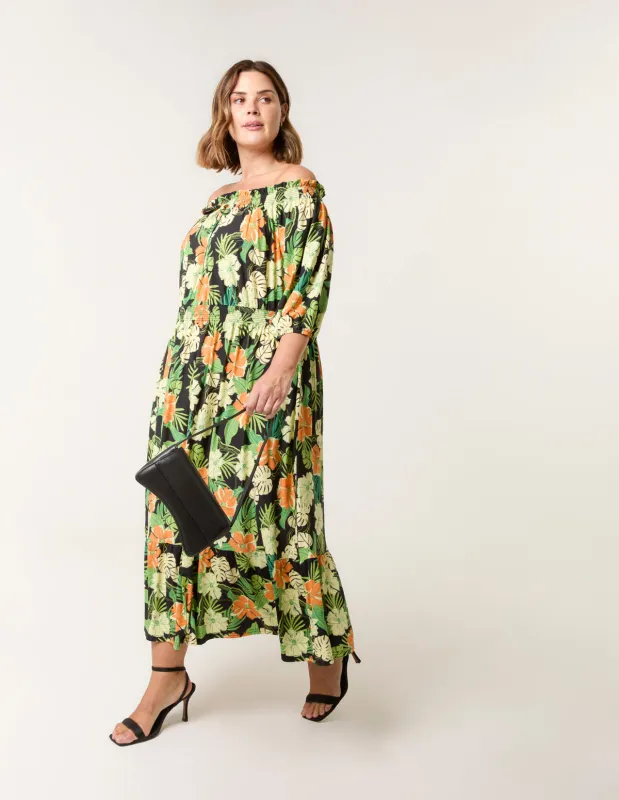 Curve Bardot Elasticated Midi Dress sold by Blue Vanilla