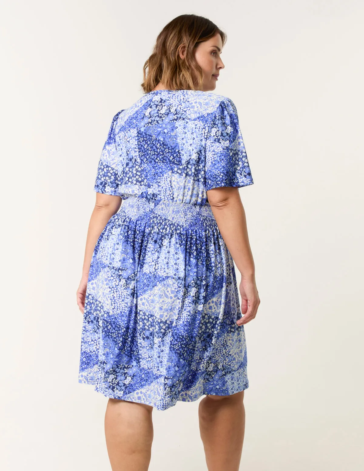 Curve Shirred Waist Button Mini Dress sold by Blue Vanilla product image thumbnail 4