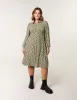 Curve Shirred Geometric Mini Shirt Dress sold by Blue Vanilla