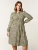 Curve Shirred Geometric Mini Shirt Dress sold by Blue Vanilla