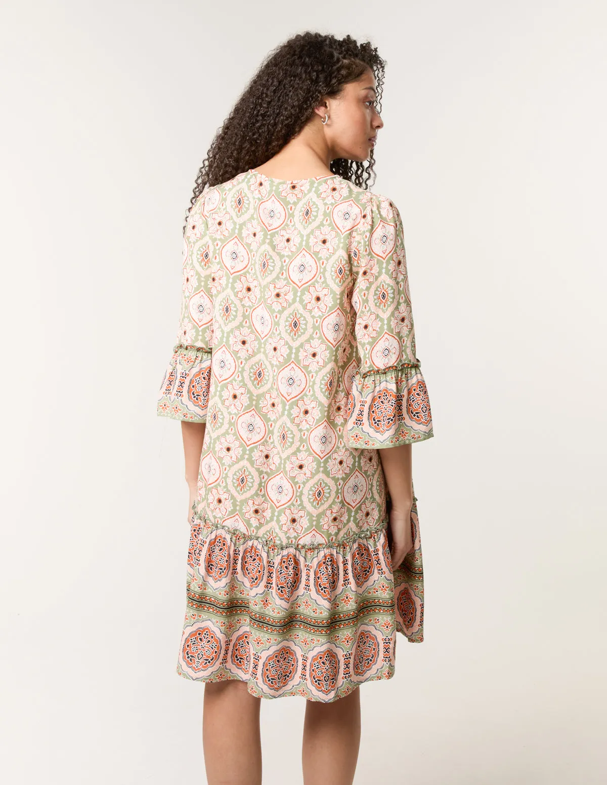 Mix Print Smock Dress With Tassel Tie sold by Blue Vanilla product image thumbnail 4