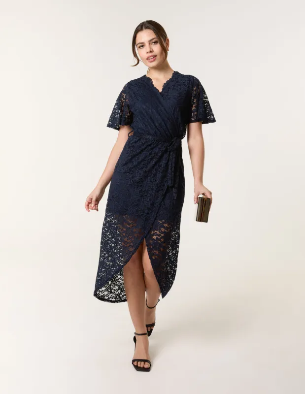 Lace Wrap Over Midi Dress sold by Blue Vanilla