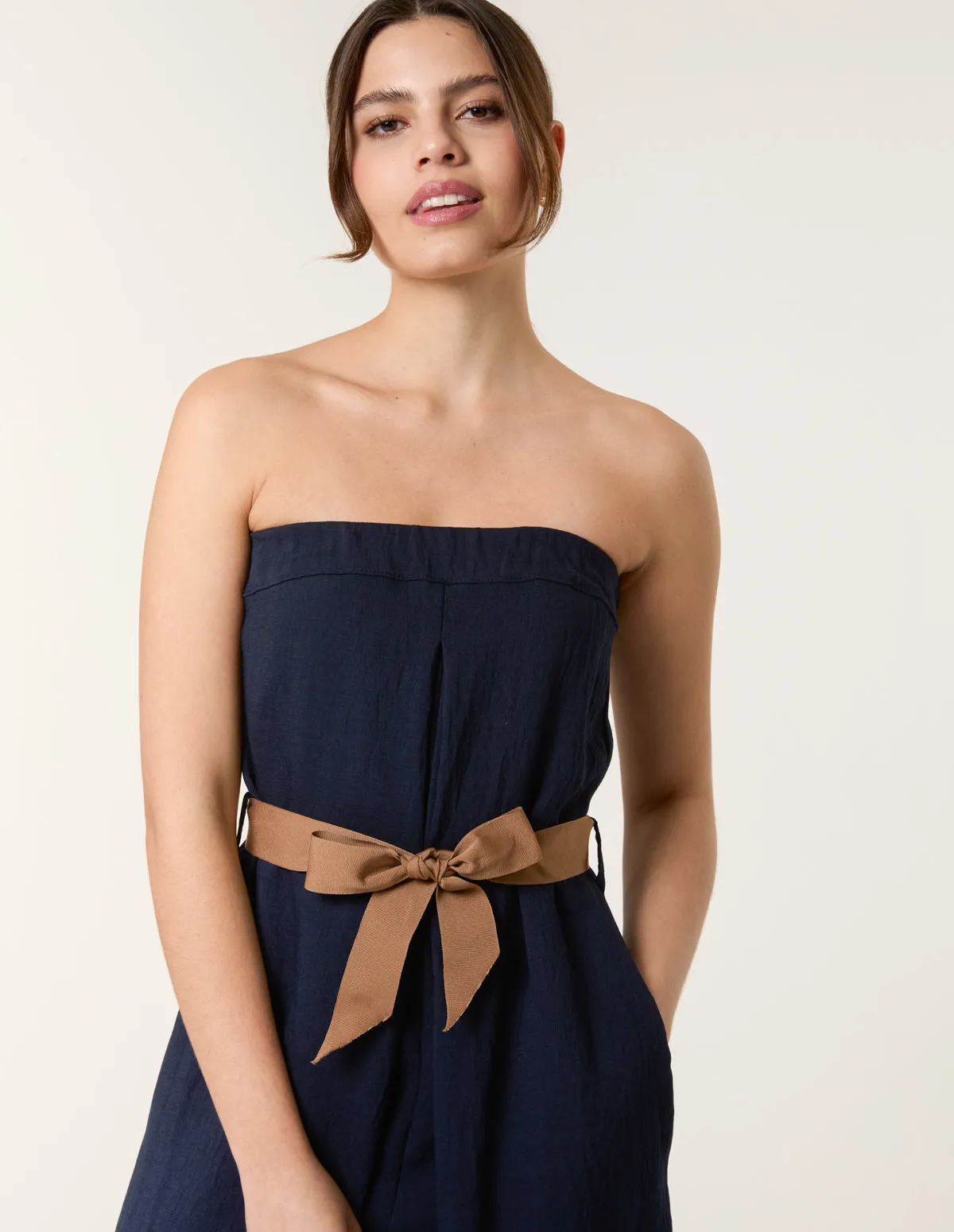 Linen Belted Wide Bandeau Jumpsuit sold by Blue Vanilla product image thumbnail 2