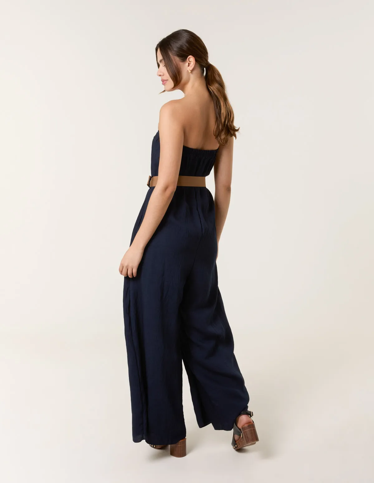 Linen Belted Wide Bandeau Jumpsuit sold by Blue Vanilla product image thumbnail 4