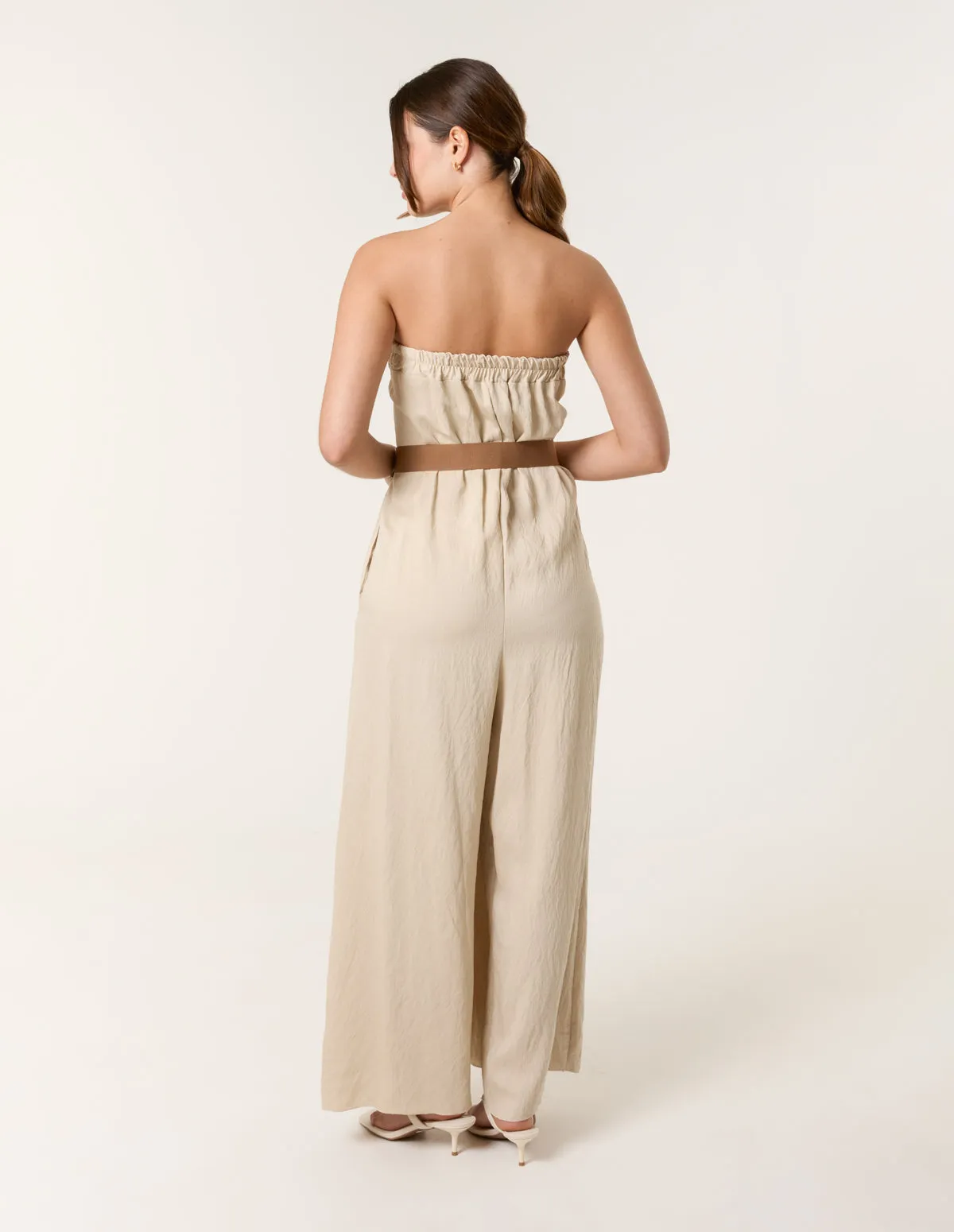Linen Belted Wide Bandeau Jumpsuit sold by Blue Vanilla product image thumbnail 3