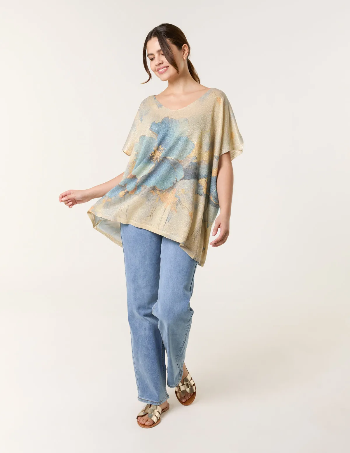 Floral Shimmer Print Knitted Top sold by Blue Vanilla product image thumbnail 3
