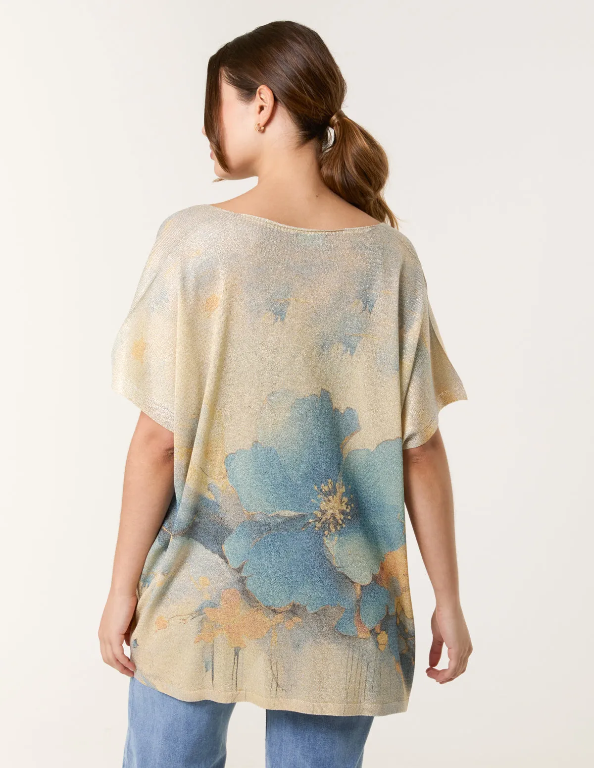 Floral Shimmer Print Knitted Top sold by Blue Vanilla product image thumbnail 4
