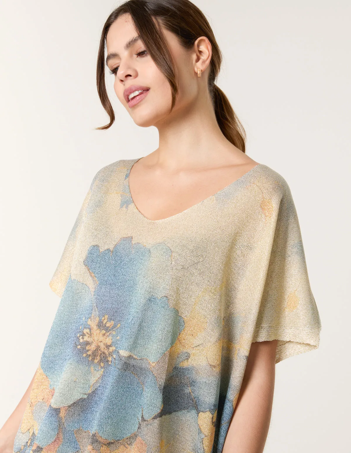 Floral Shimmer Print Knitted Top sold by Blue Vanilla product image thumbnail 2
