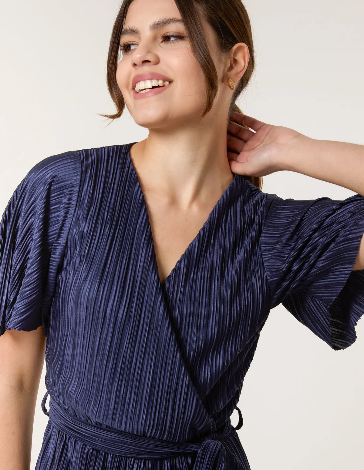 Plisse Wrap Over Midi Dress sold by Blue Vanilla product image thumbnail 2