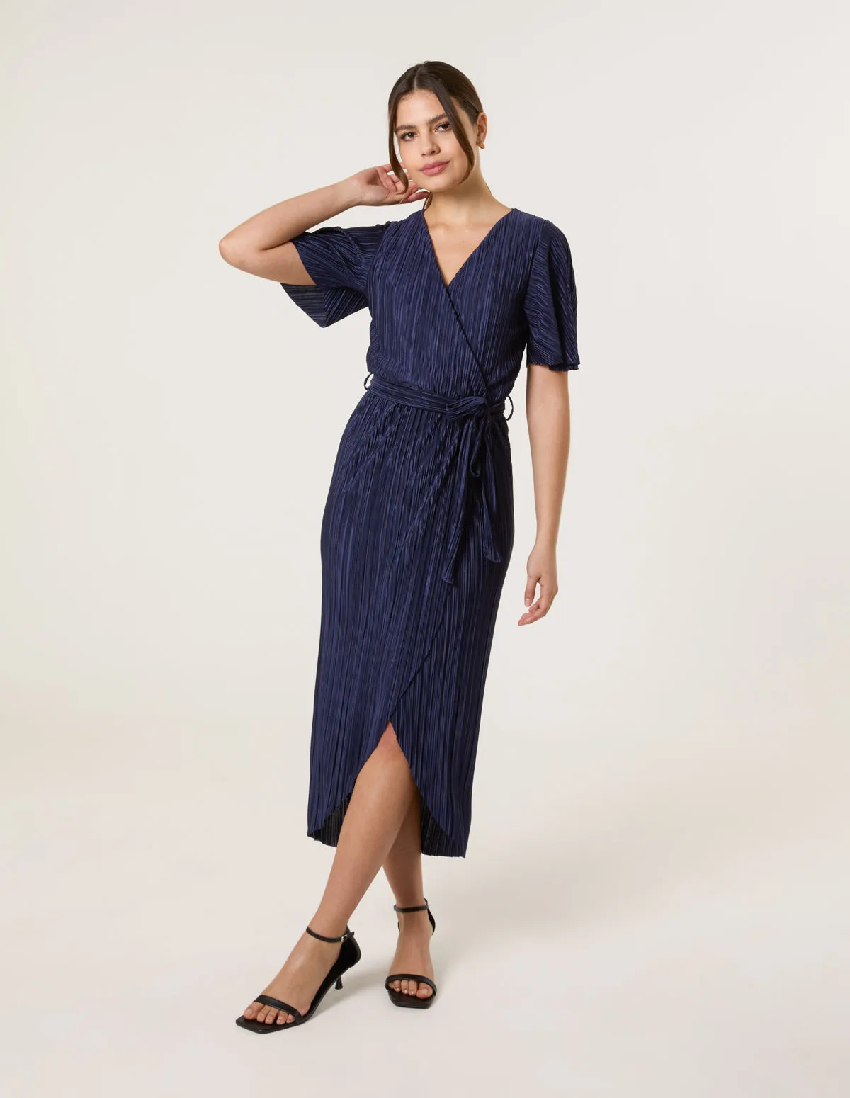 Plisse Wrap Over Midi Dress sold by Blue Vanilla product image thumbnail 3