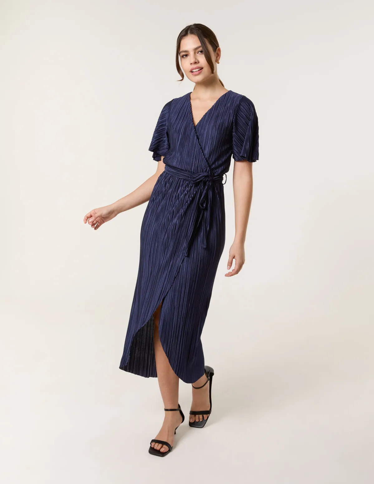 Plisse Wrap Over Midi Dress sold by Blue Vanilla