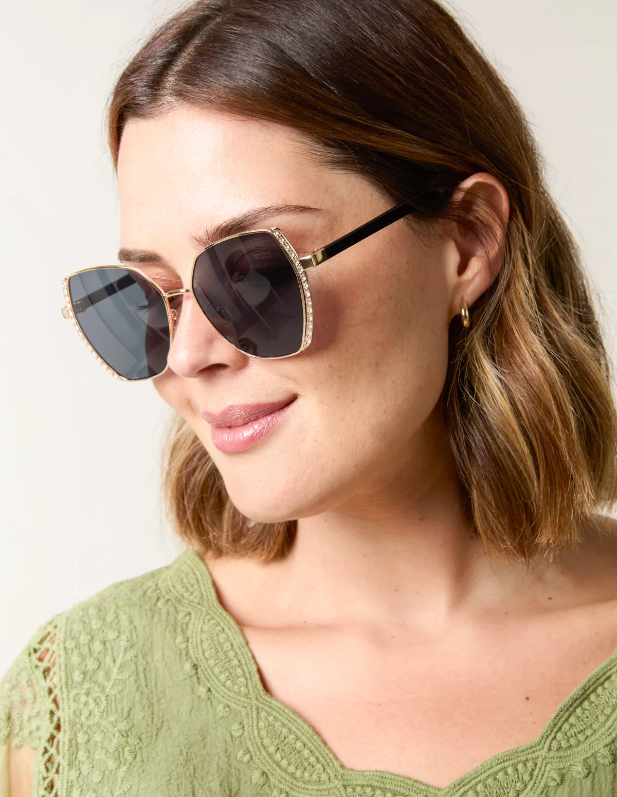 Gold Side Frame Oversized Sunglasses sold by Blue Vanilla product image thumbnail 2