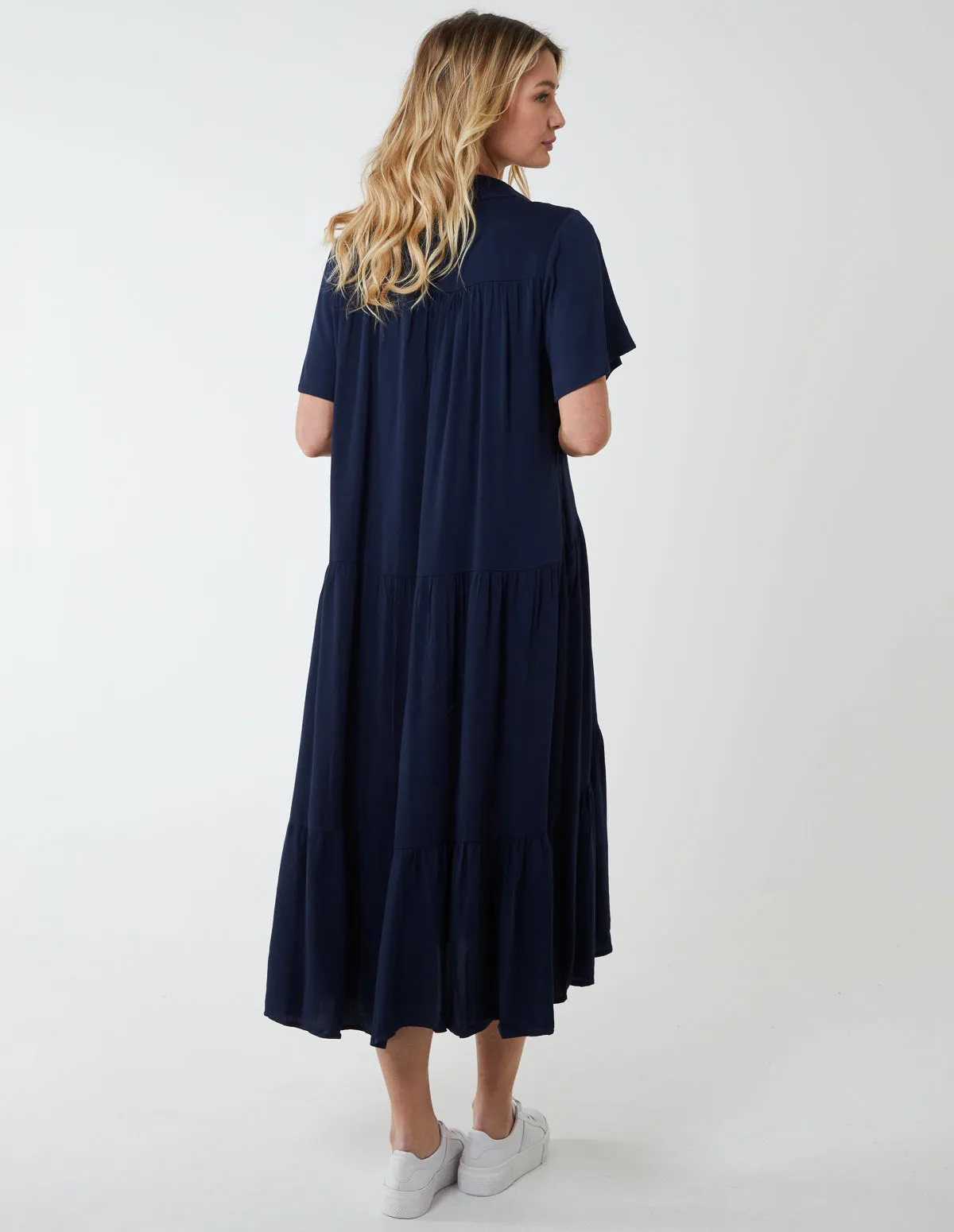 Drop Waist Tiered Midi Dress sold by Blue Vanilla product image thumbnail 4