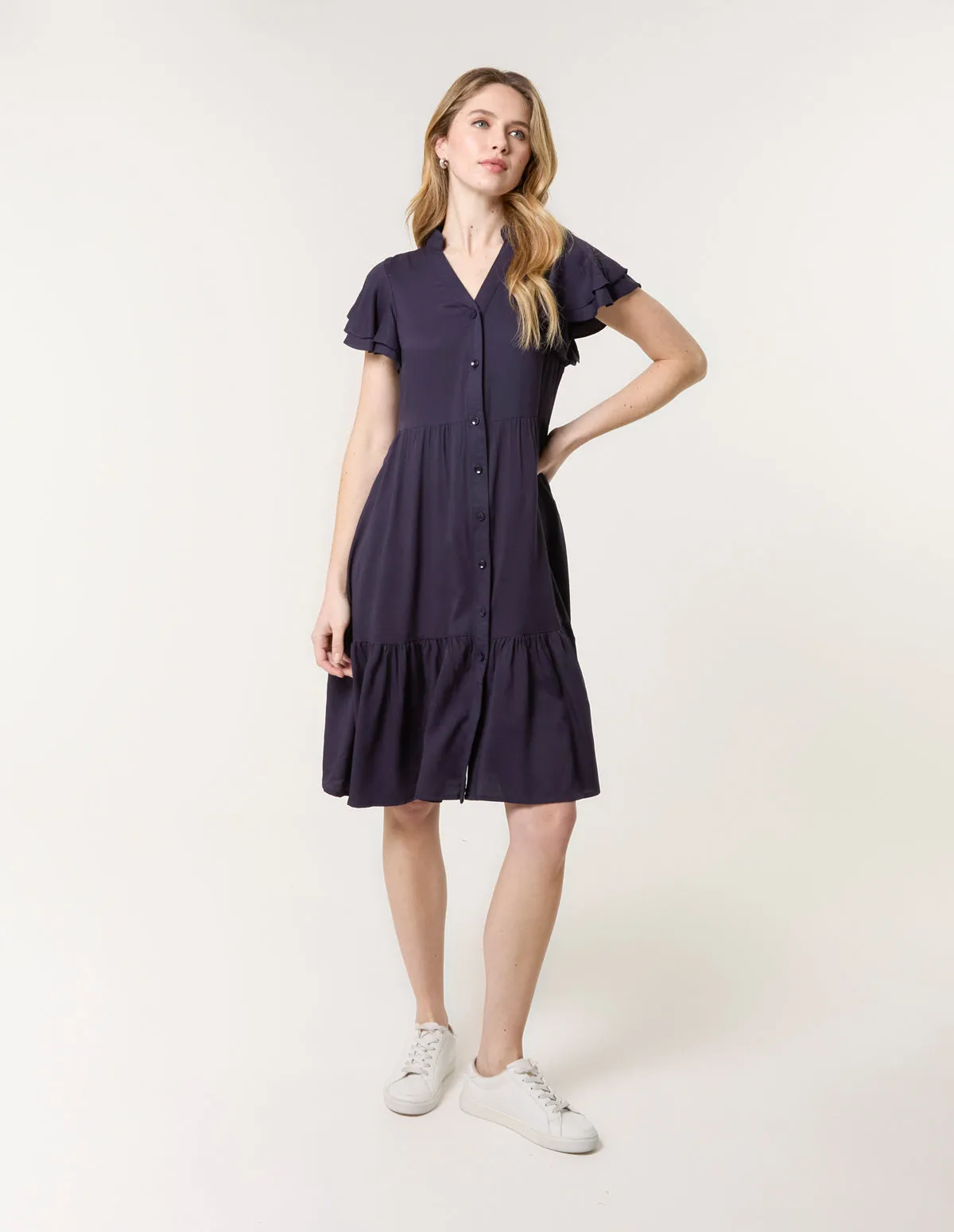 Angel Sleeve Button Front Midi sold by Blue Vanilla product image thumbnail 2