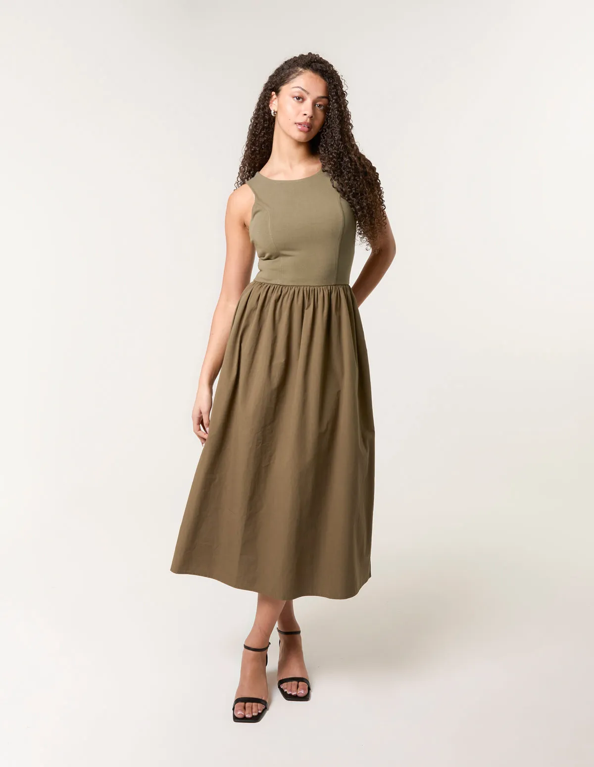 Mix Fabric Midi Dress sold by Blue Vanilla product image thumbnail 3