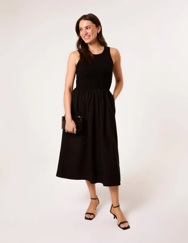 Mix Fabric Midi Dress sold by Blue Vanilla