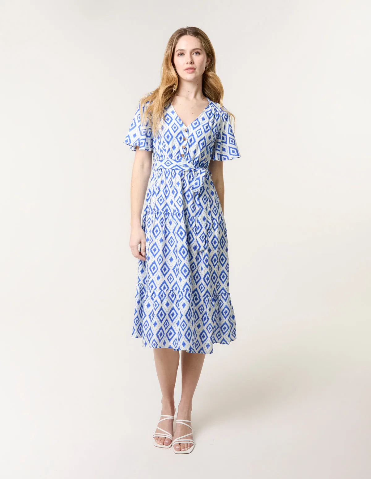 Diamond Print Button Front Midi sold by Blue Vanilla