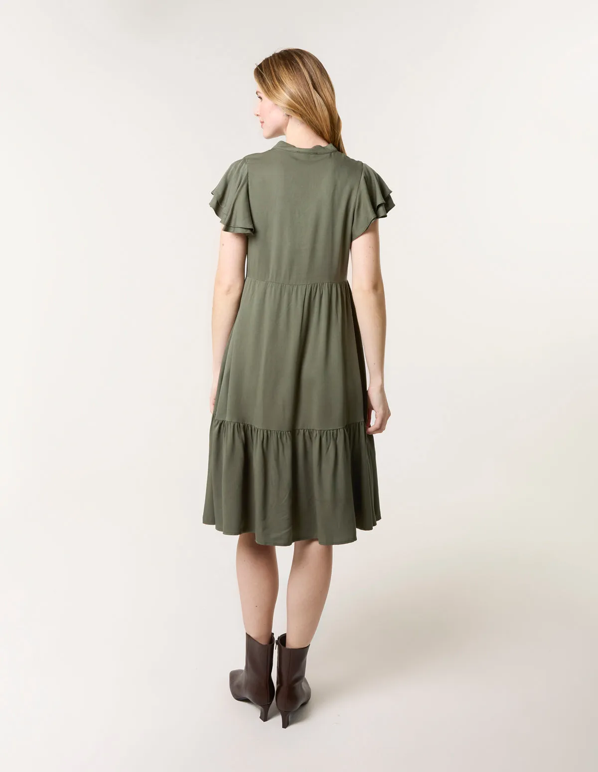 Angel Sleeve Button Front Midi Dress sold by Blue Vanilla product image thumbnail 4