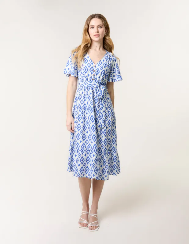 Diamond Print Button Front Midi Dress sold by Blue Vanilla