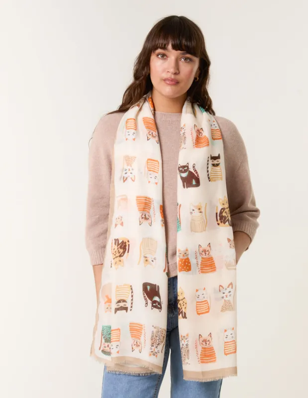 Cute Cat Print Scarf made by Blue Vanilla