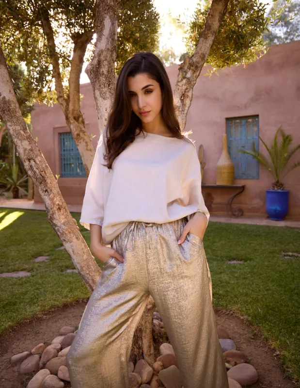 Shimmer Wide Leg Trouser sold by Blue Vanilla