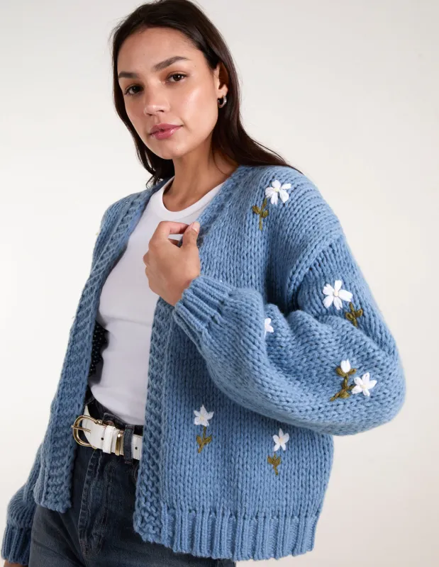 Flower Embroidery Detailed Cardigan sold by Blue Vanilla