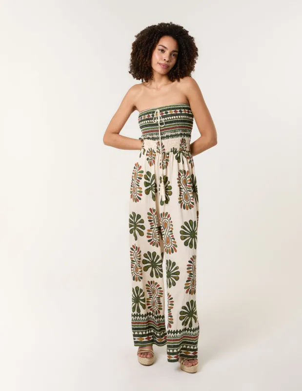 Strapless Elasticated Printed Jumpsuit sold by Blue Vanilla