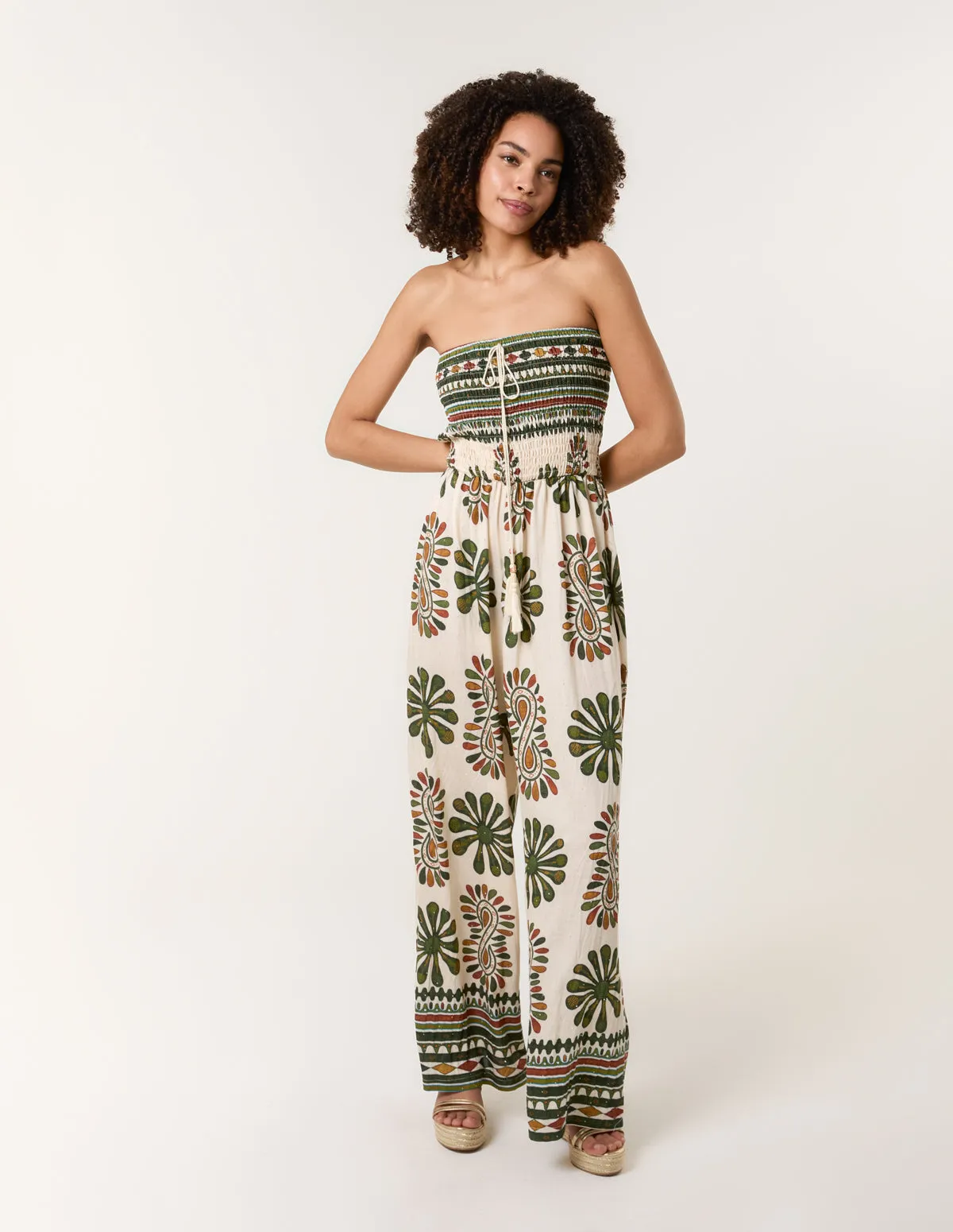 Strapless Elasticated Printed Jumpsuit sold by Blue Vanilla