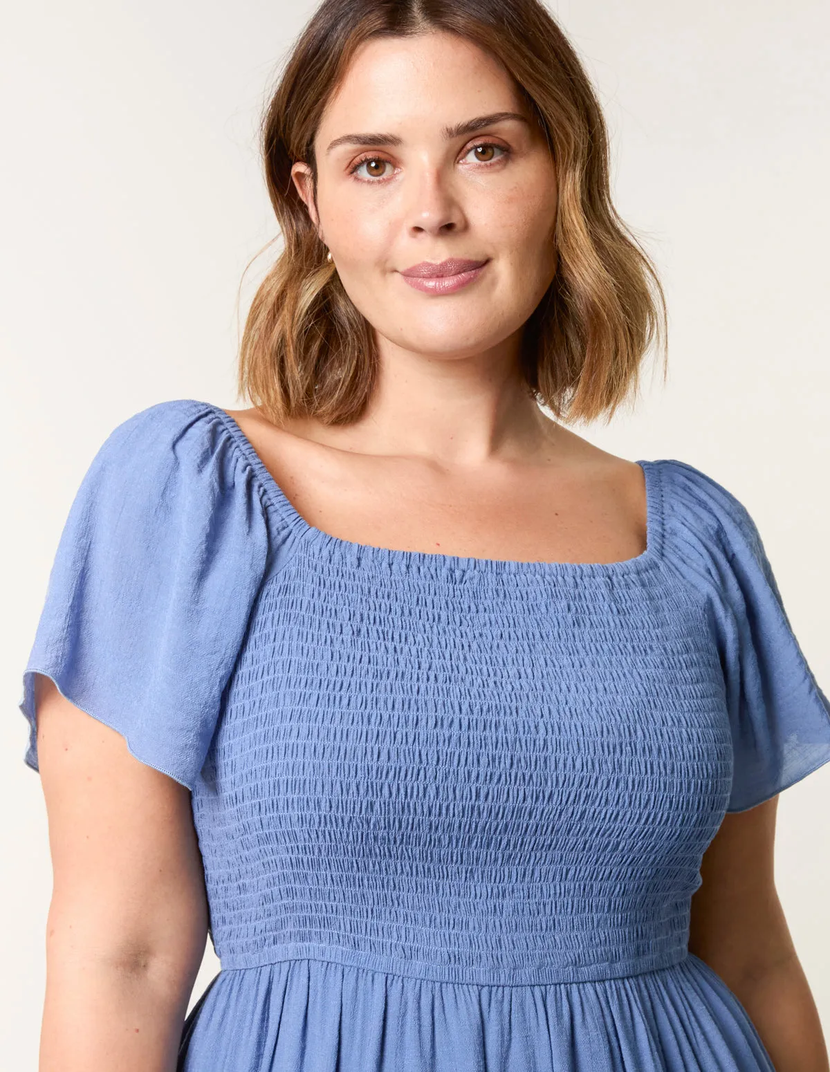 Curve Flutter Sleeve Midi Dress sold by Blue Vanilla product image thumbnail 3