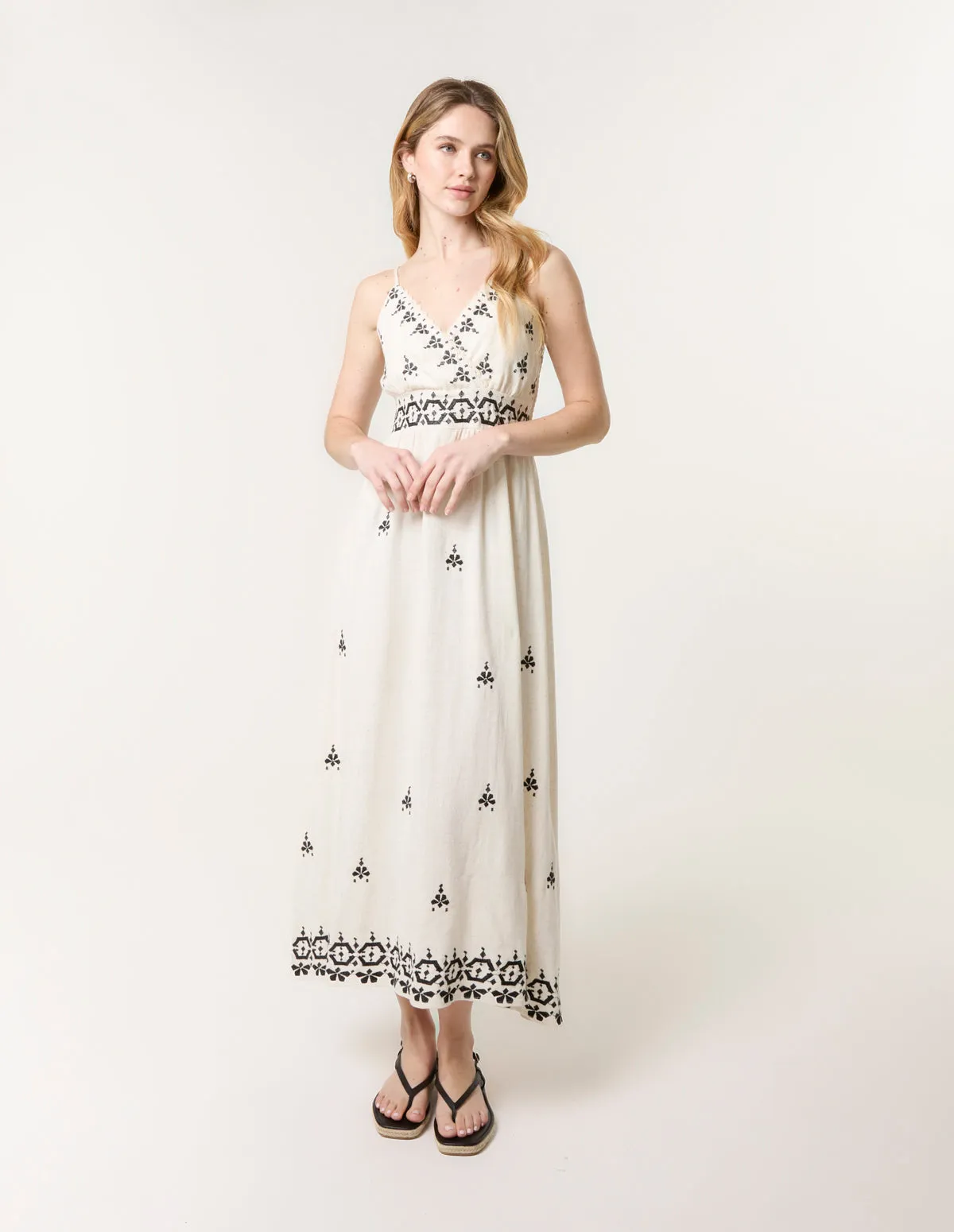 Embroidered Sleeveless Maxi Dress sold by Blue Vanilla